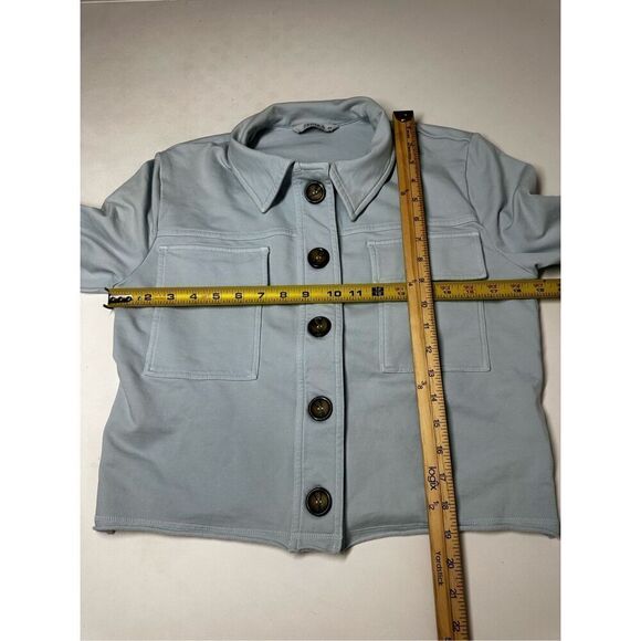 Zenara ZF048 Triana Knit Pima Cotton Jacket Size XS Light Blue Bell Made in Peru - Picture 9 of 11